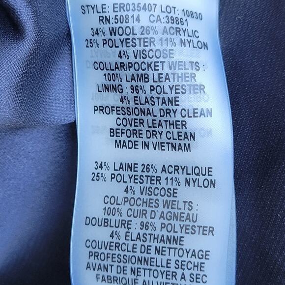 Elie Tahari Pam Leather-Trimmed Metallic Coat Jacket Medium - Picture 10 of 11